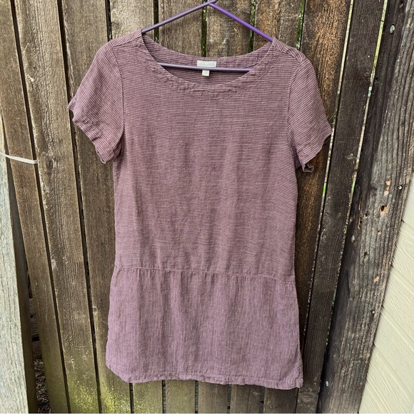 Garnet Hill Linen Dropwaist Purple Stripe Dress Sz 6 - Picture 9 of 12